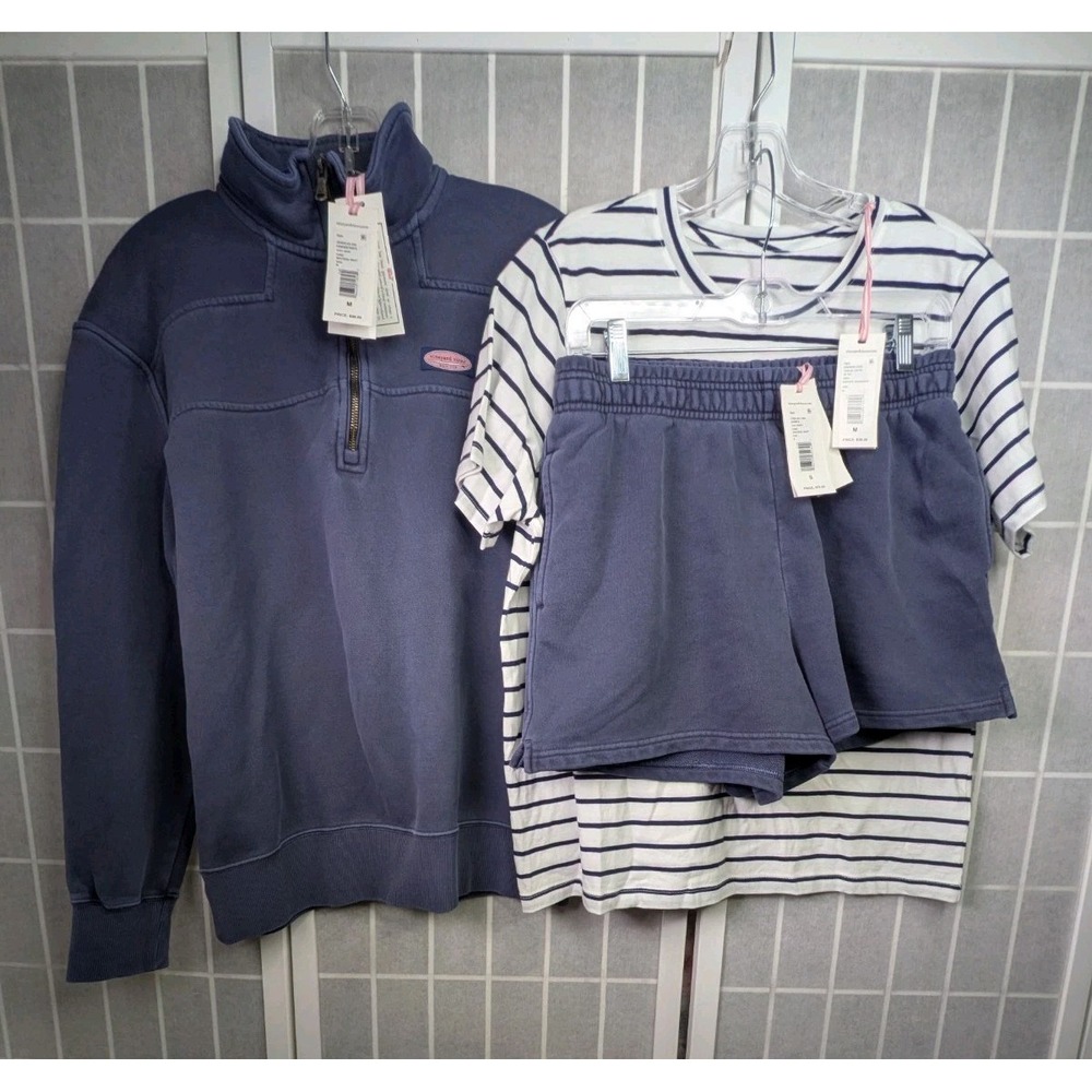 Vineyard Vines Women's 3 Piece Outfit S/M NWT $214 Blue 100% Cotton Lounge Set